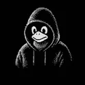 VT Security — mascota pingüino con capucha